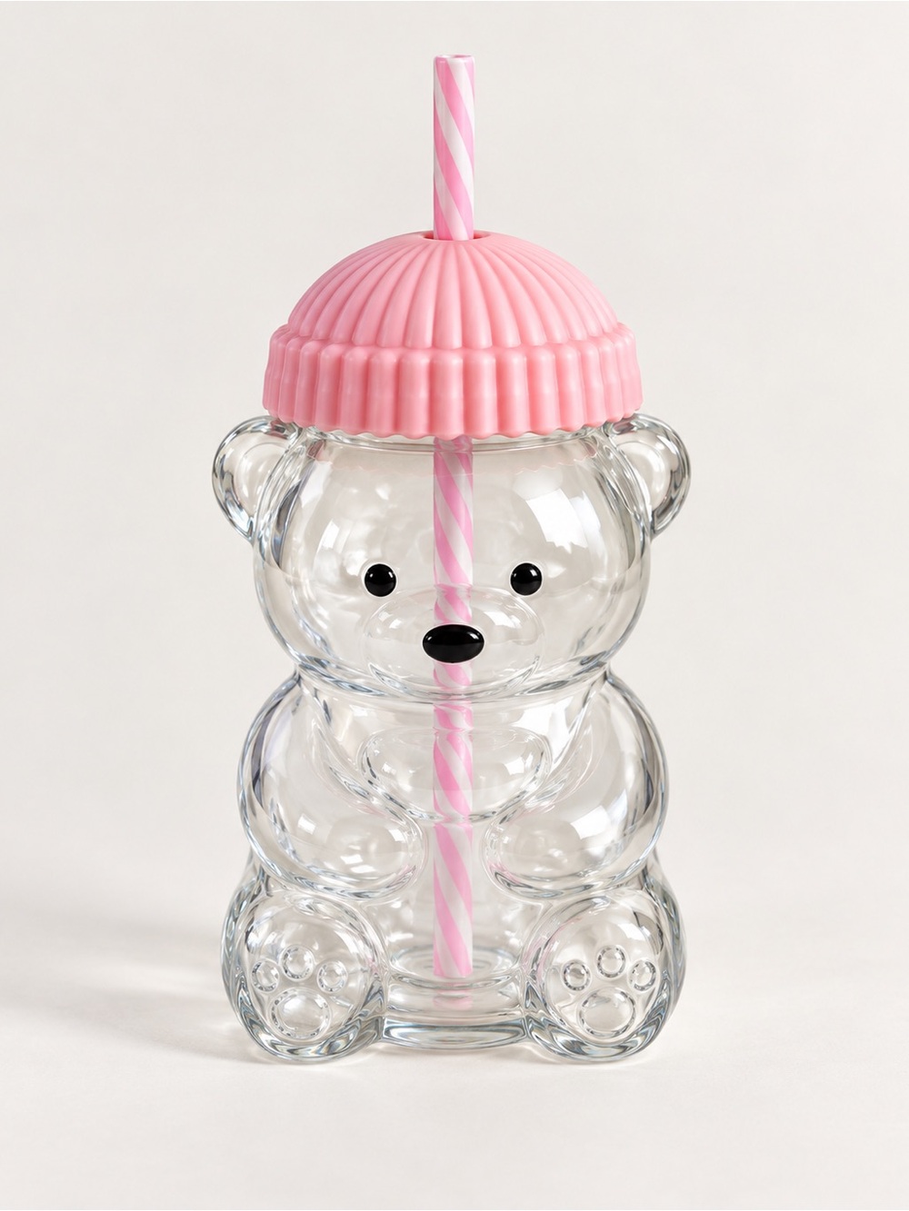 Glass Bearista Bear Cold Cup Coffee Mug Drinkware Limited with Straw